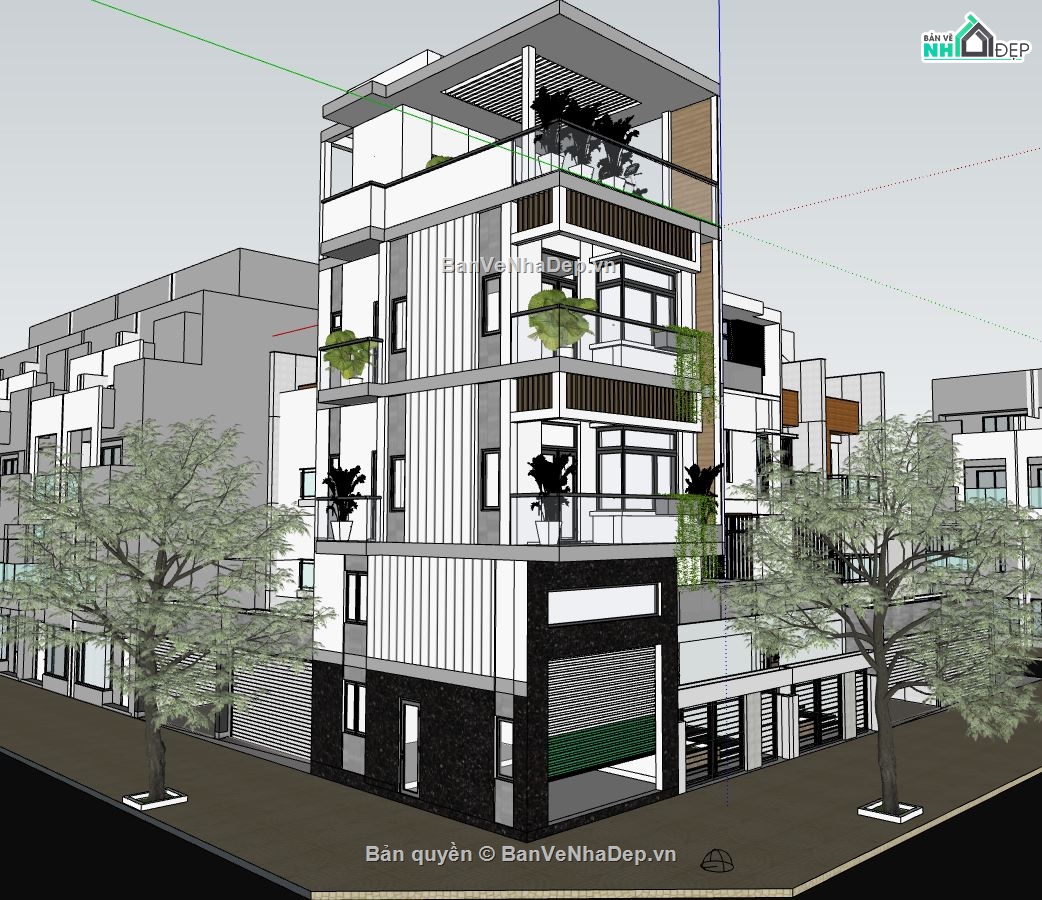 nhà phố 4 tầng,model su nhà phố 4 tầng,file cad nhà phố 4 tầng,autocad nhà phố 4 tầng,bản vẽ nhà phố 4 tầng